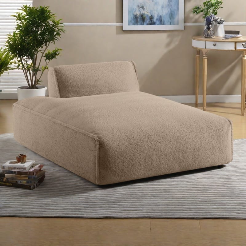Fabric Modular Sofa Bed - Foam-Filled, No Assembly Required - khaki