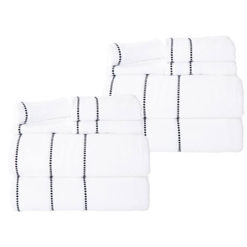 Quick Dry Towel Set - Absorbent Cotton Bathroom Accessories with Bath Towels, Hand Towels, and Wash Cloths by Lavish Home