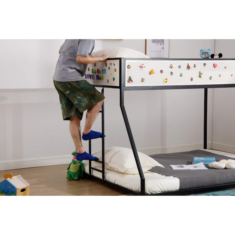 Adam Twin Full Bunk Black with White Mesh Guard Rail, for Bedroom