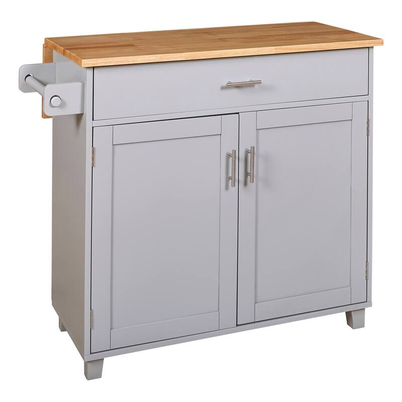 Kitchen Island Cart on Wheels, Rolling Island Kitchen Carts, Kitchen Island with Drop Leaf Wood Top, Drawer & Storage Rack