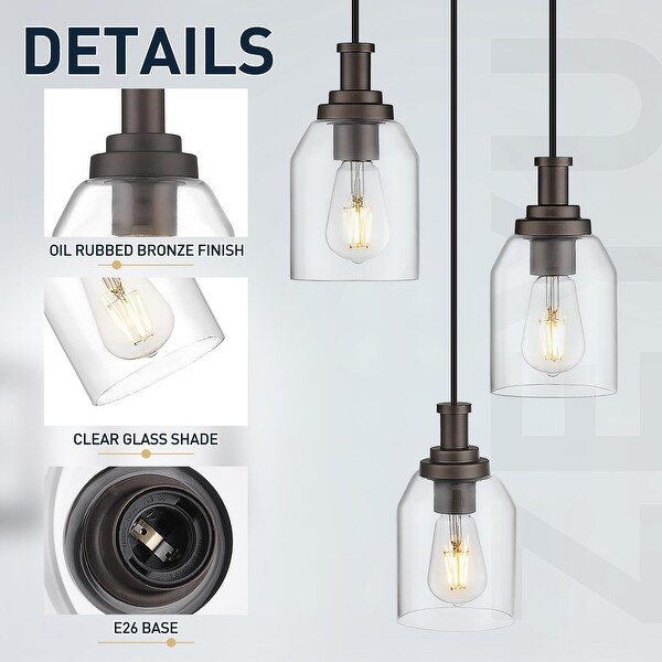 3-Light Cluster Pendant Light, Adjustable Cords - On Sale - Bed