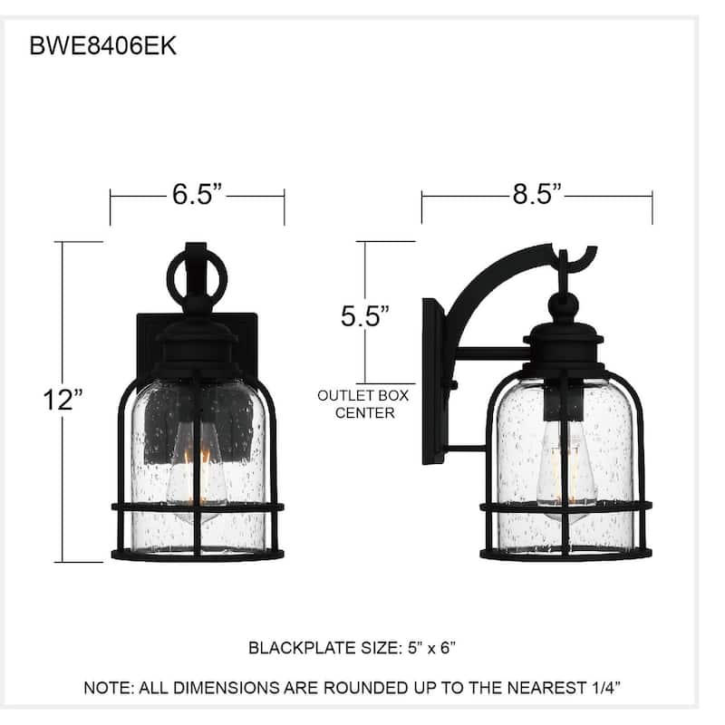 Bowles 1-Light Earth Black Outdoor Wall Lantern
