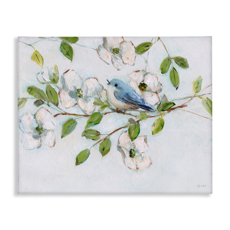 Stupell Bluebird on Dogwood Branch Canvas Wall Art Design By Sally Swatland - 20 x 16