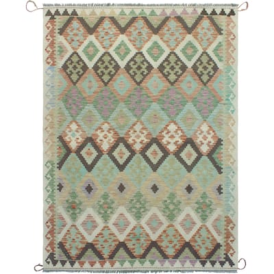 Sun Faded Flatweave Muhaimin Rust/Ivory Rug - 4'9" x 6'7"