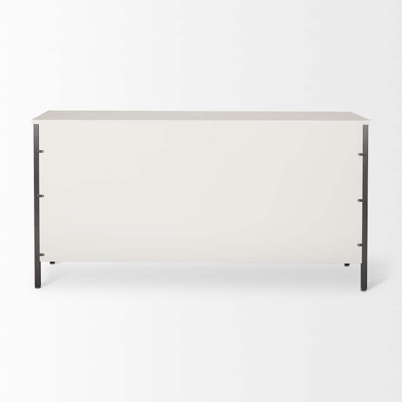 Savannah White Fir Veneer w/ Gray Metal 6-Drawer Sideboard - 62.6L x 15.8W x 31.5H