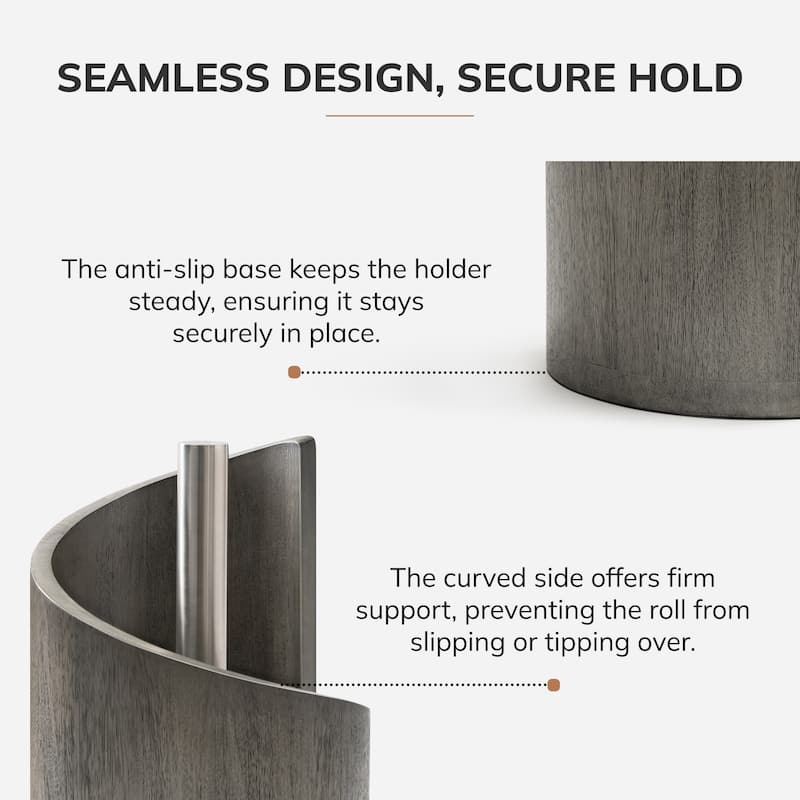 Jani Paper Towel Holder Countertop with Mango Wood Round Base and Iron Holder