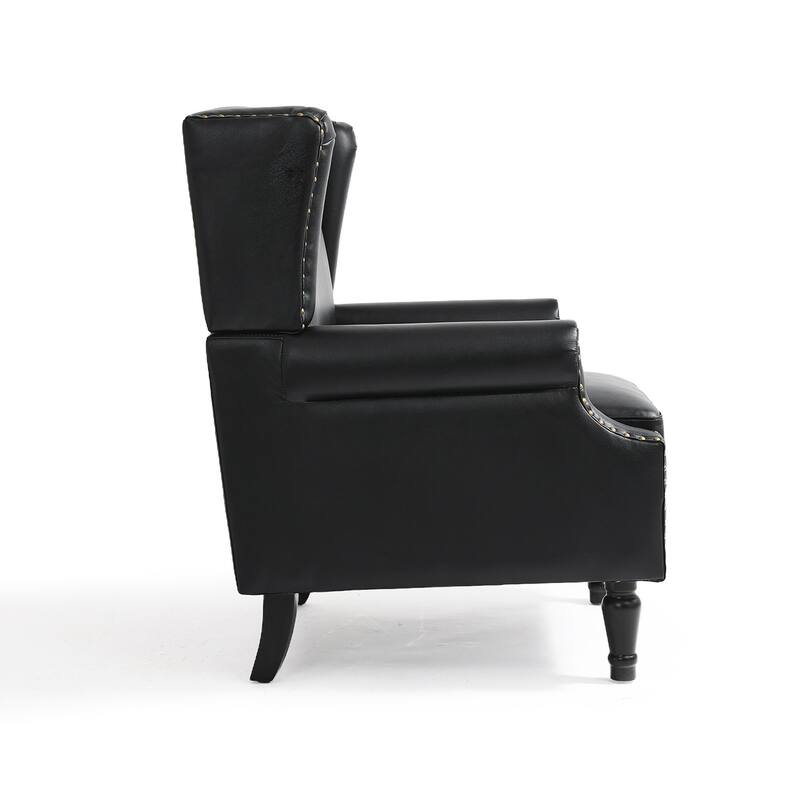 2 Set Modern Vegan Leather Wing Back Armchair