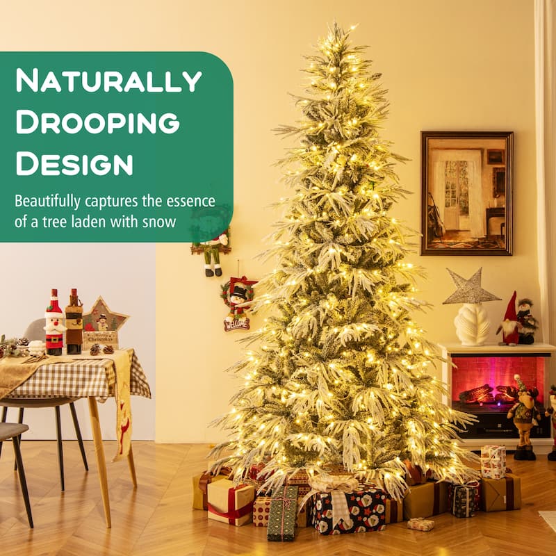 Costway 6/7/8 FT Artificial Christmas Tree with 820 PE PVC Branch Tips - Green & White - See Details