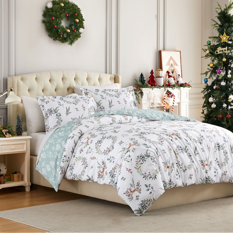 Happy Holidays Christmas Bedding 3-piece Comforter Set