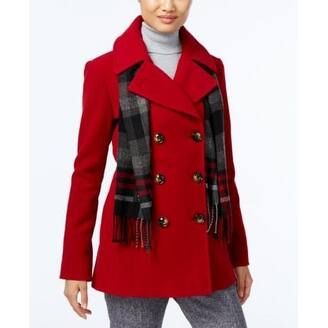 Shop London Fog Petite Double Breasted Peacoat Red Size Petite Xs