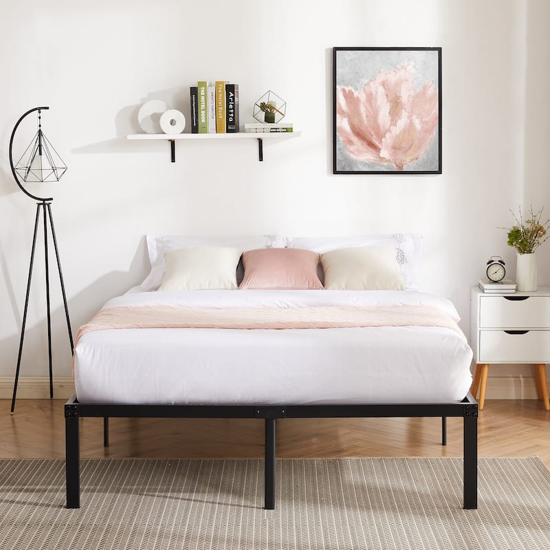 Javlergo 14/16/18 Inch Metal Platform Bed Frame, Heavy Duty Slat Support /No Box Spring Needed