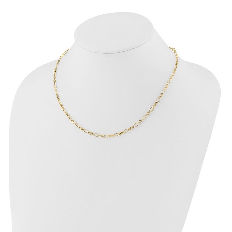 Curata 14k Yellow Gold 3mm Oval Link Chain Necklace, 18"