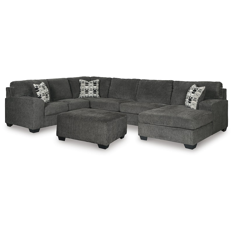 Signature Design by Ashley Ballinasloe Gray 3-Piece Sectional with Ottoman - 143" W x 92" D x 39" H