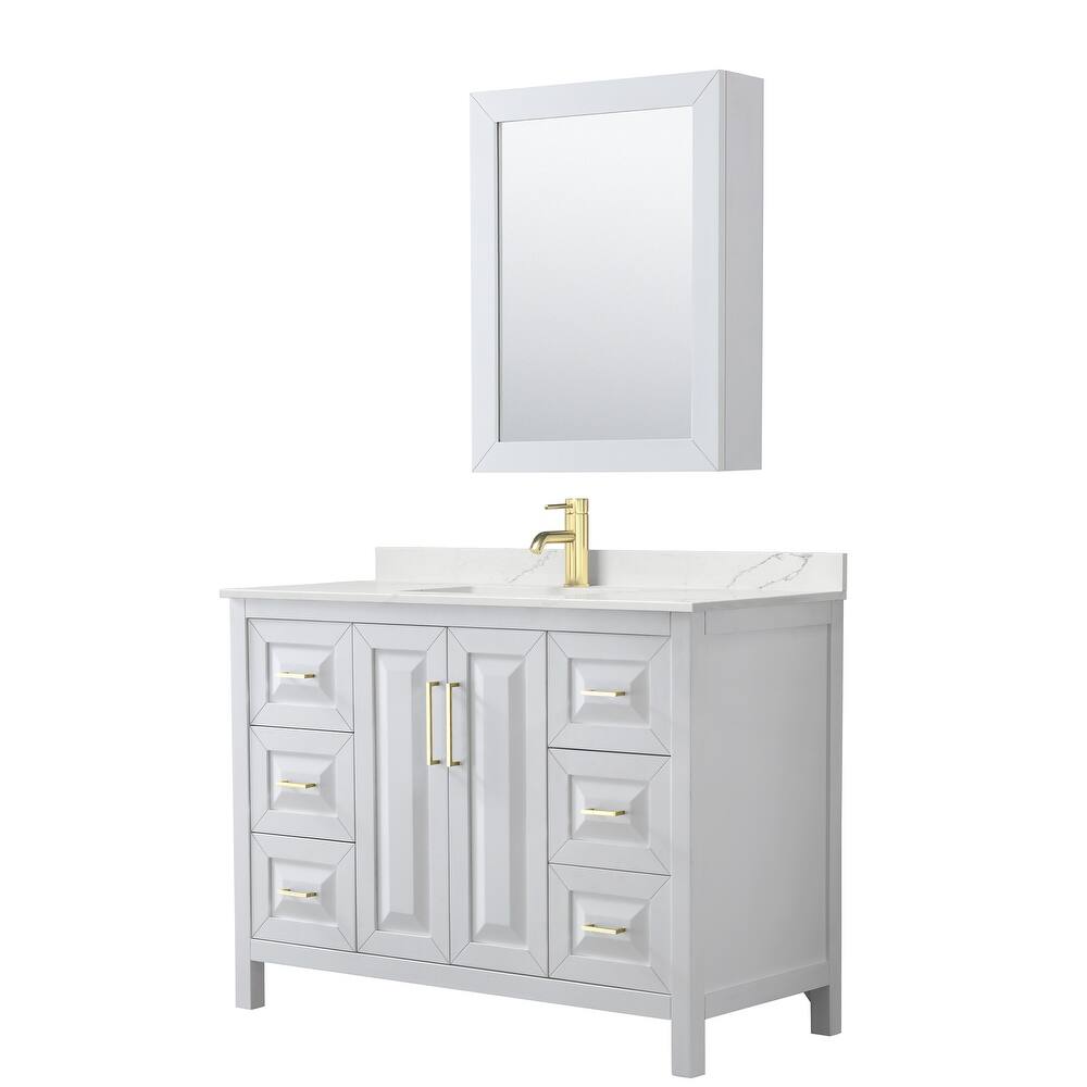 Daria 48-inch Single Vanity, Single Hole Quartz Top, Med Cabinet