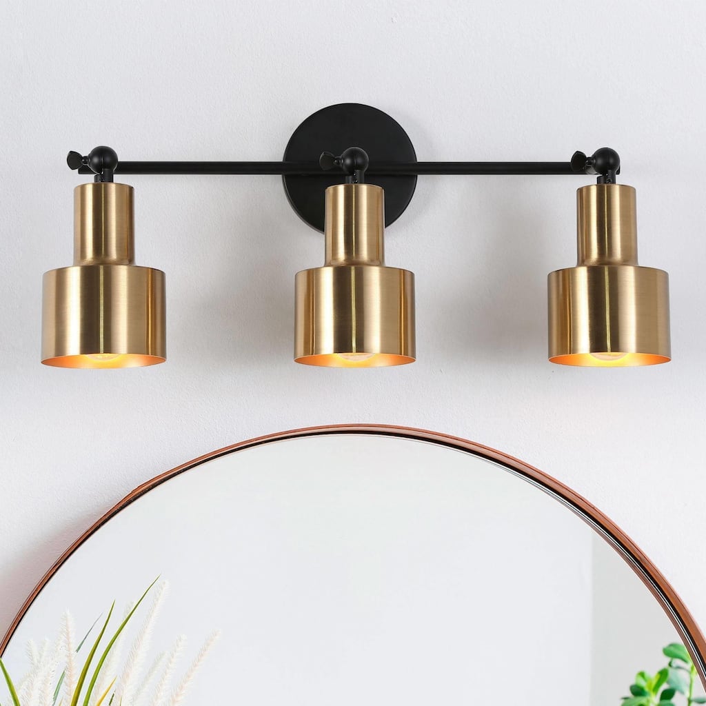 Tinka Modern Industrial 3-light Adjustable Bathroom Vanity Light Industrial Black Gold Wall Light Fixtures - L 20"xW 5.5"xH 9"