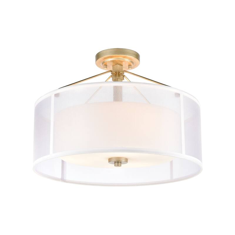 Elk Home Diffusion Aged Silver With Silver Shade 3 Light Semi Flush