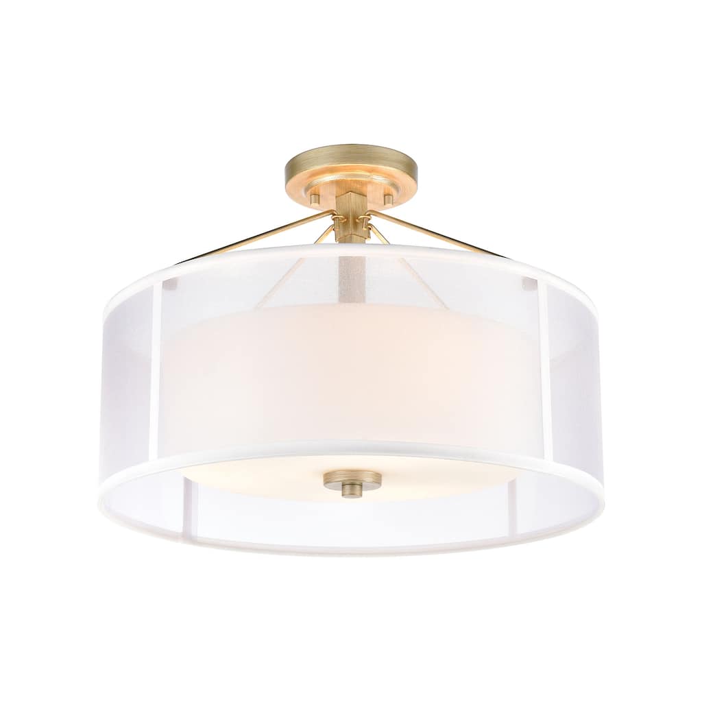Elk Home Diffusion Aged Silver With Silver Shade 3 Light Semi Flush