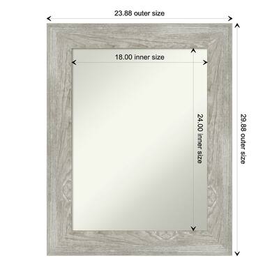 Non-Beveled Bathroom Wall Mirror - Dove Greywash Frame