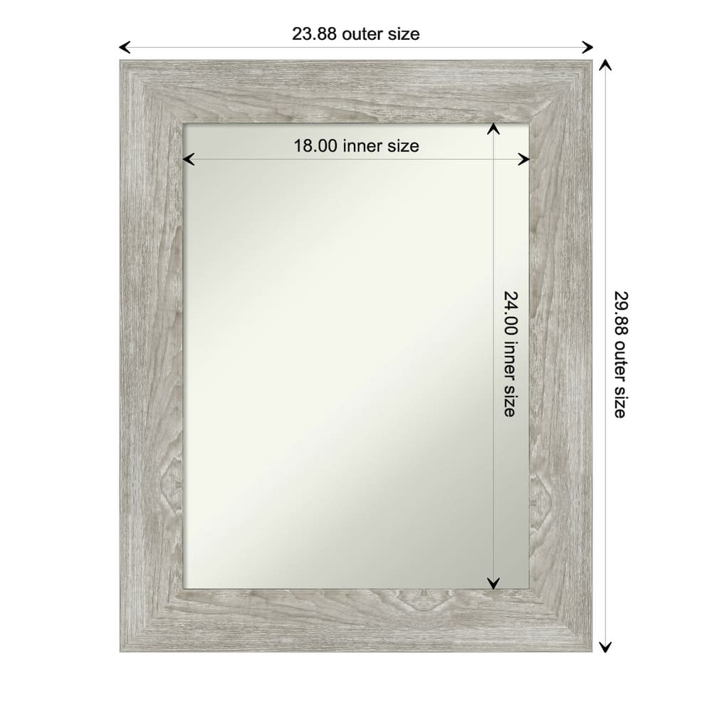 Non-Beveled Bathroom Wall Mirror - Dove Greywash Frame
