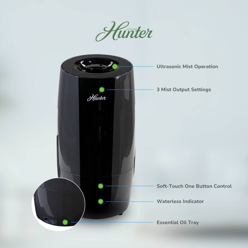 Hunter Fan Aspire 0.7 Gal Ultrasonic Cool Mist Humidifier