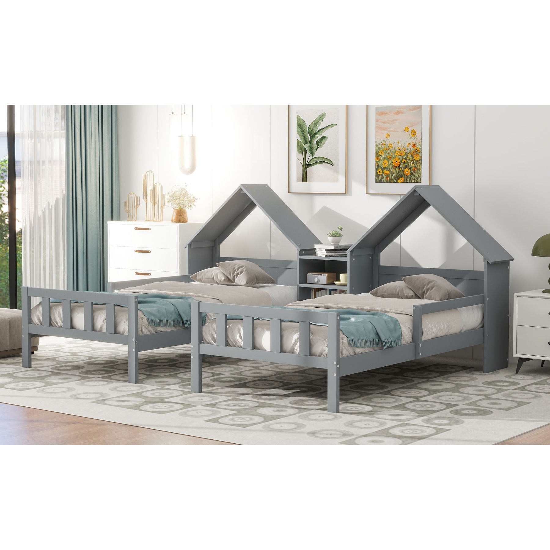 Double twin discount bed with storage