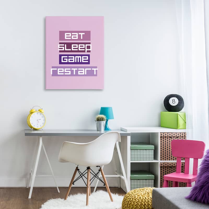 Stupell Eat Sleep Game Restart Canvas Wall Art Design By Yass Naffas Designs