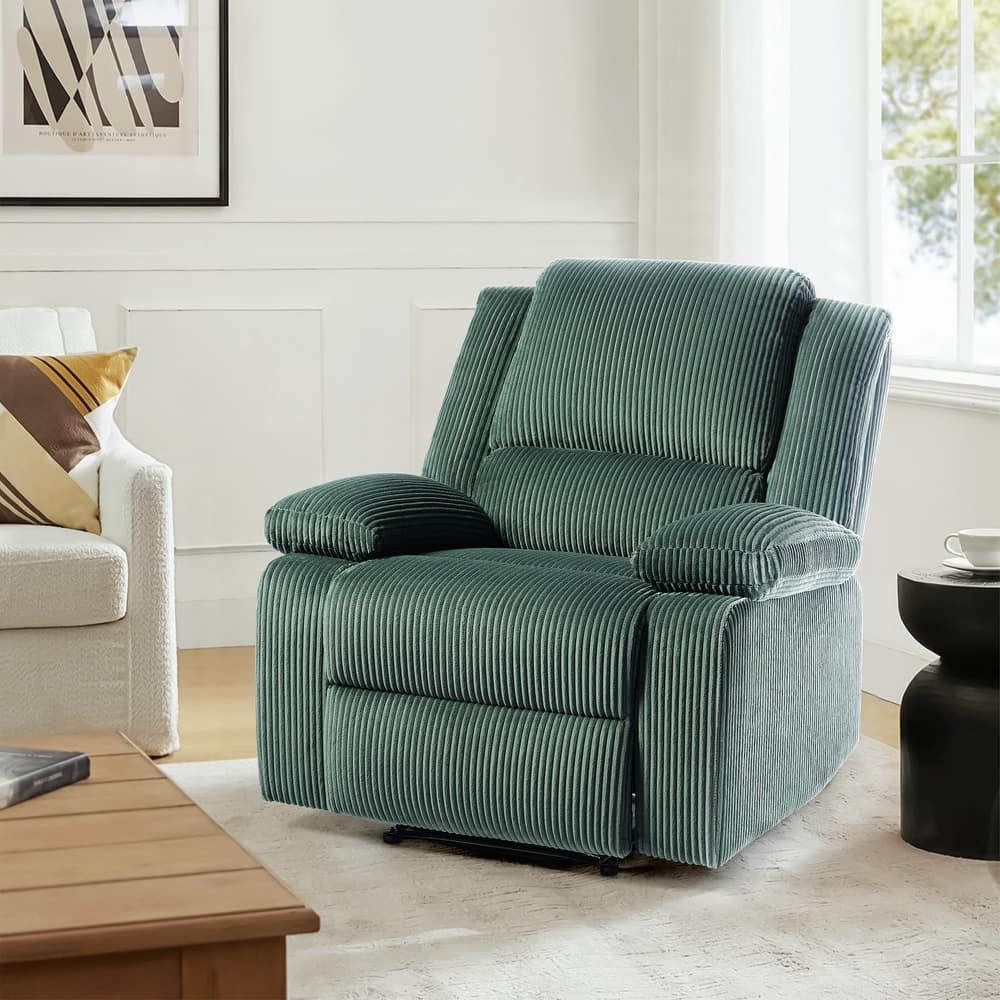 Corduroy Manual Recliner Glider Club Chair with Footrest