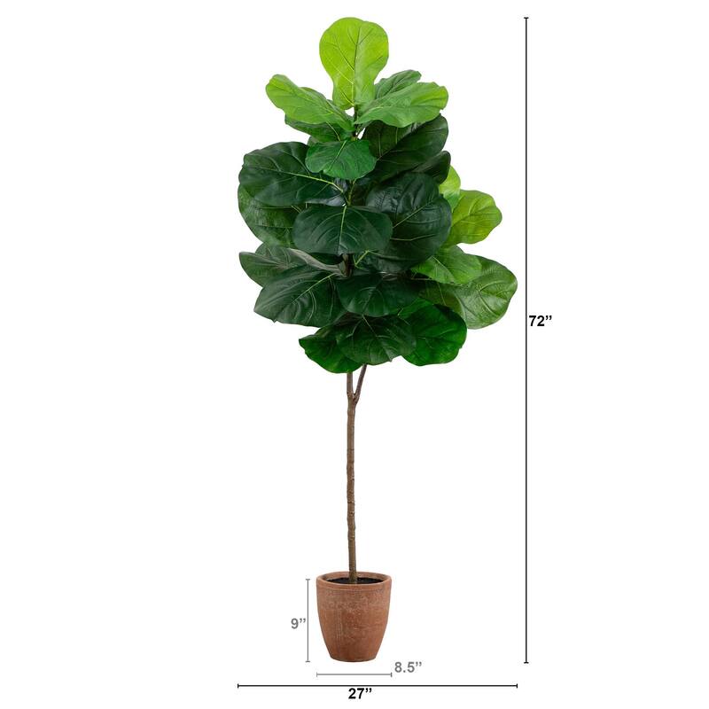 Potted Fiddle Leaf Fig Artificial Tree - 6' - Green