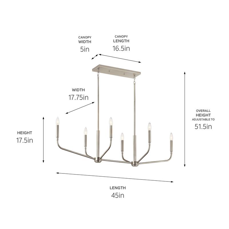 Kichler 52721 Madden 6 Light 45" Wide Taper Candle Linear Chandelier