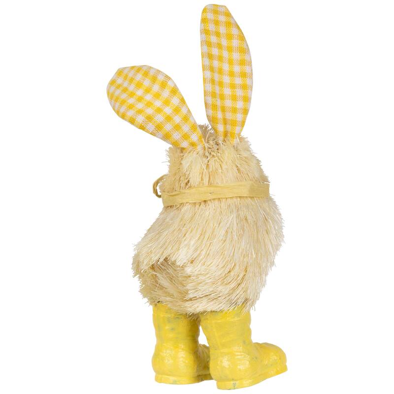 Chick with Plaid Rabbit Ears and Rainboots Easter Figurine - 7" - Yellow