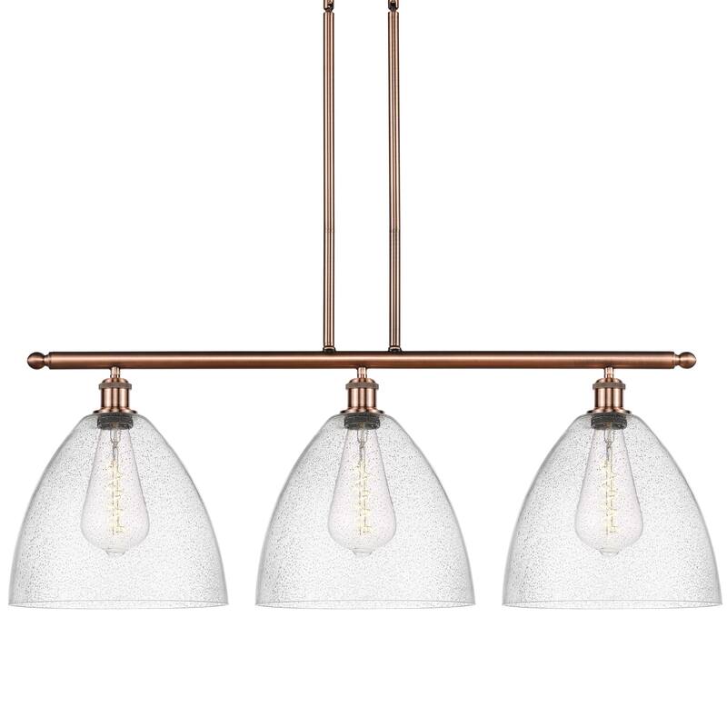 Innovations Lighting 516-3I-15-39 Bristol Linear Bristol Glass 3 Light - Antique Copper / Seedy
