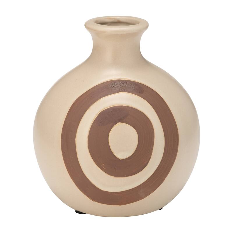 Ceramic Abstract Two-Toned Modern Vase - Ivory, 6"
