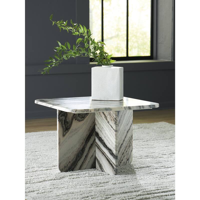 Signature Design by Ashley Baretton White/Black Accent Cocktail Table - 26"W x 26"D x 18"H