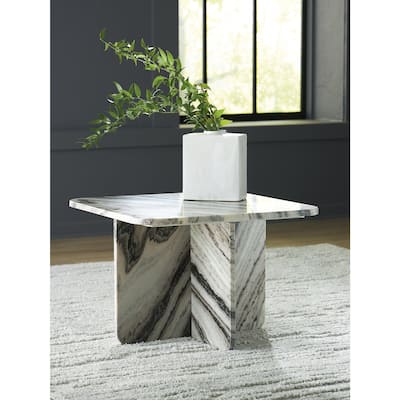 Signature Design by Ashley Baretton White/Black Accent Cocktail Table - 26"W x 26"D x 18"H