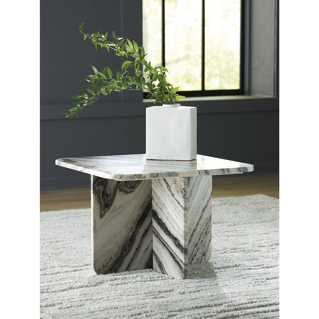 Signature Design by Ashley Baretton White/Black Accent Cocktail Table - 26"W x 26"D x 18"H