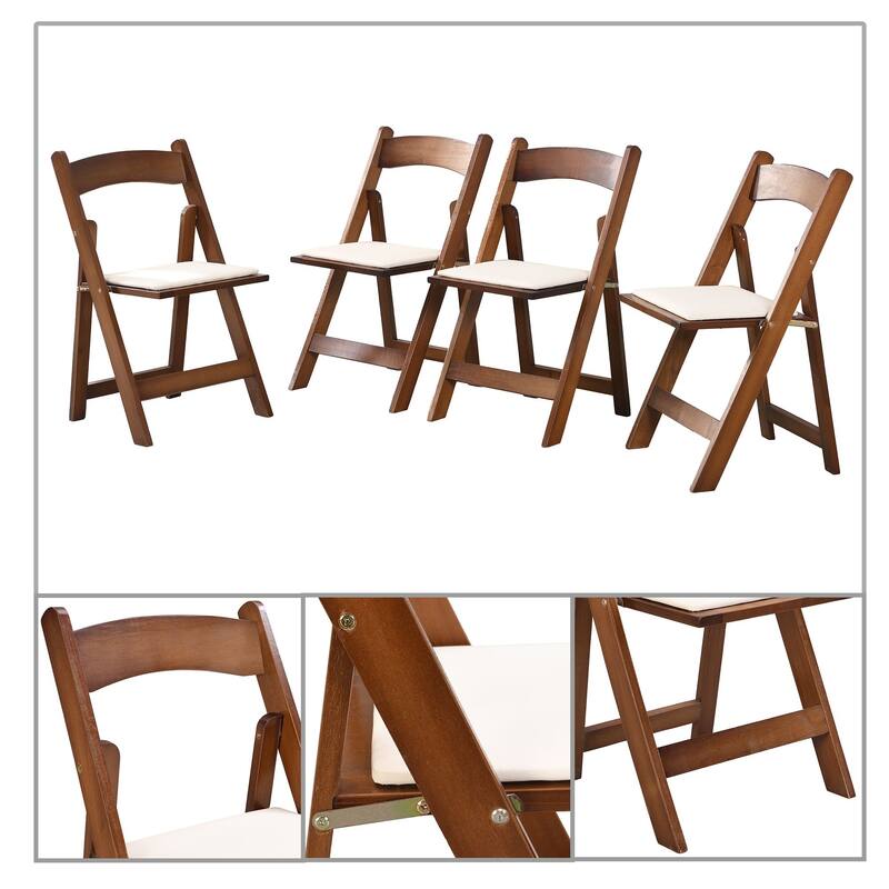 Modern simple style foldable dining chair set with upholstered cushions