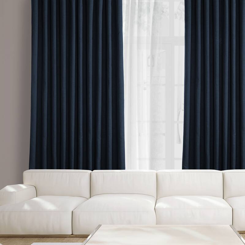 Exclusive Fabrics Faux Linen Extra Wide Room Darkening Curtain Panel