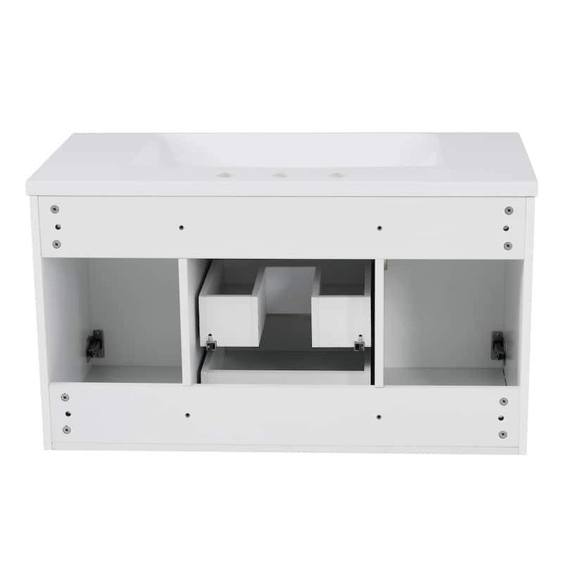 36'' Wall Mounted Bathroom Vanity with Resin Sink Bathroom Storage Cabinet with 2 Drawers