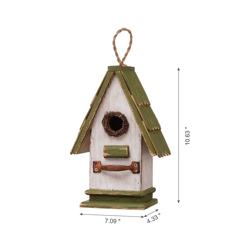 Glitzhome 10.75"H Solid Wood Green Roof Garden Hanging Birdhouse