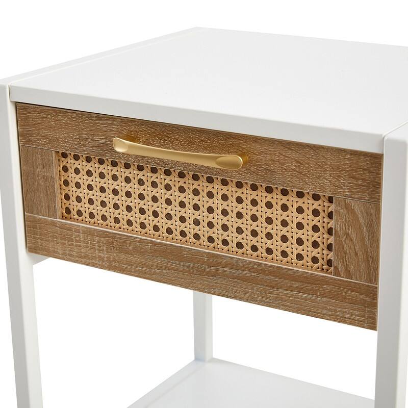 1-Piece or 2-Piece 15.74" Rattan Side Table with Drawer