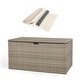 preview thumbnail 14 of 73, Glitzhome 140 Gallon Outdoor Patio Oversize Storage Bench Wicker Table Deck Box Grey+Gift
