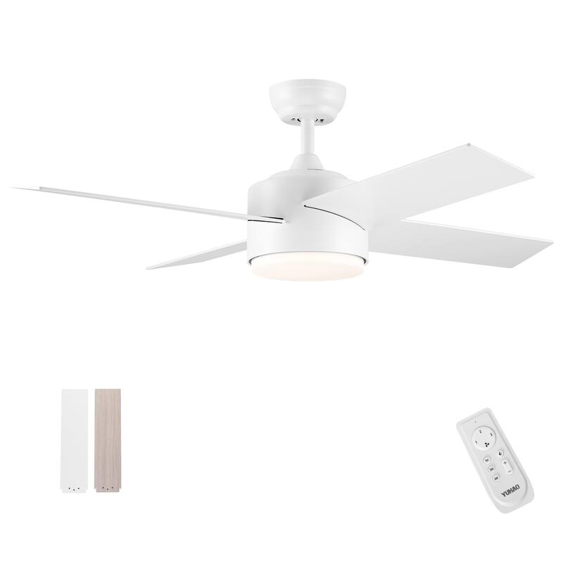 44" Intergrated LED Ceiling Fan Lighting with White ABS Blade