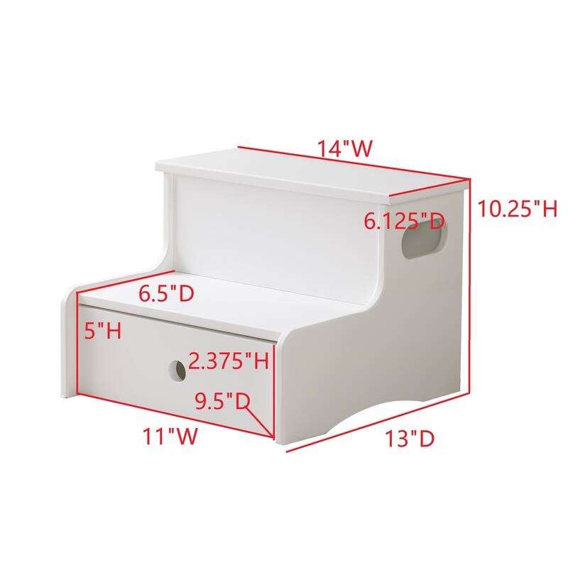 Lylia Collection MDF Wood 2-Step Kids Stool with Storage