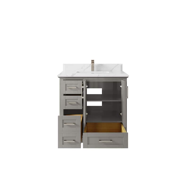 Willow Collections 36 x 22 Boston Center Sink Right Bathroom Vanity with Countertop