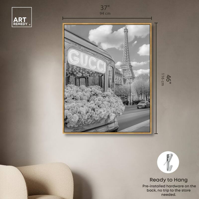 Dreamy Fashion Bus Noir Canvas by Art Remedy