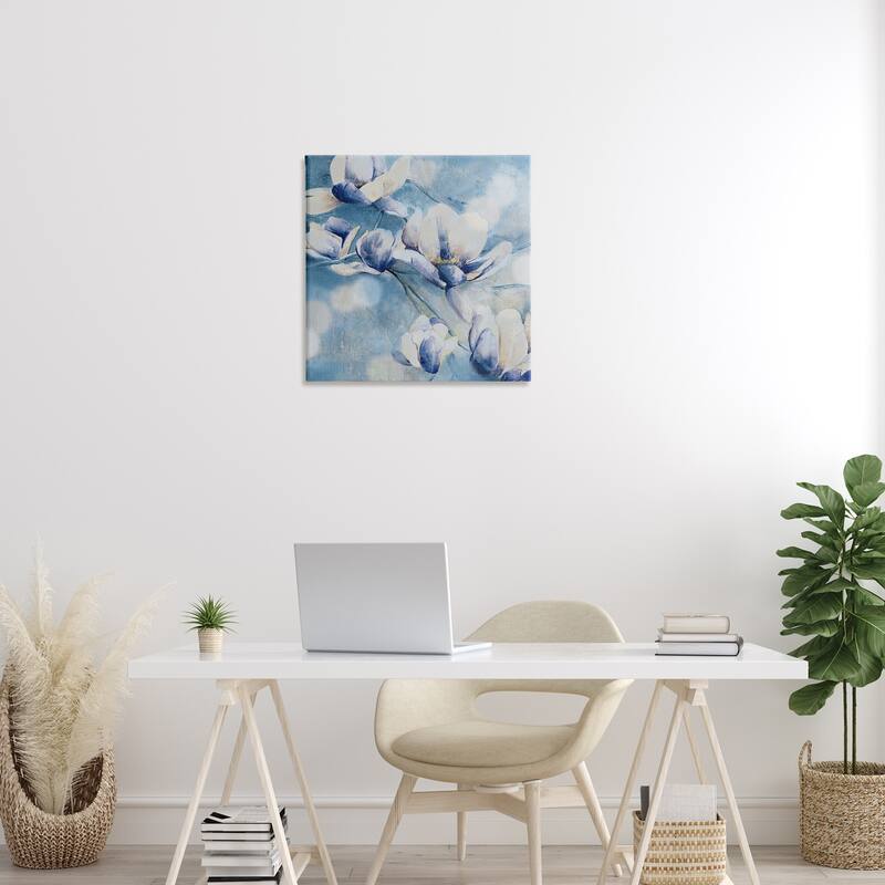 Stupell Blue Flowers & Bokeh Canvas Wall Art Design By Carol Robinson