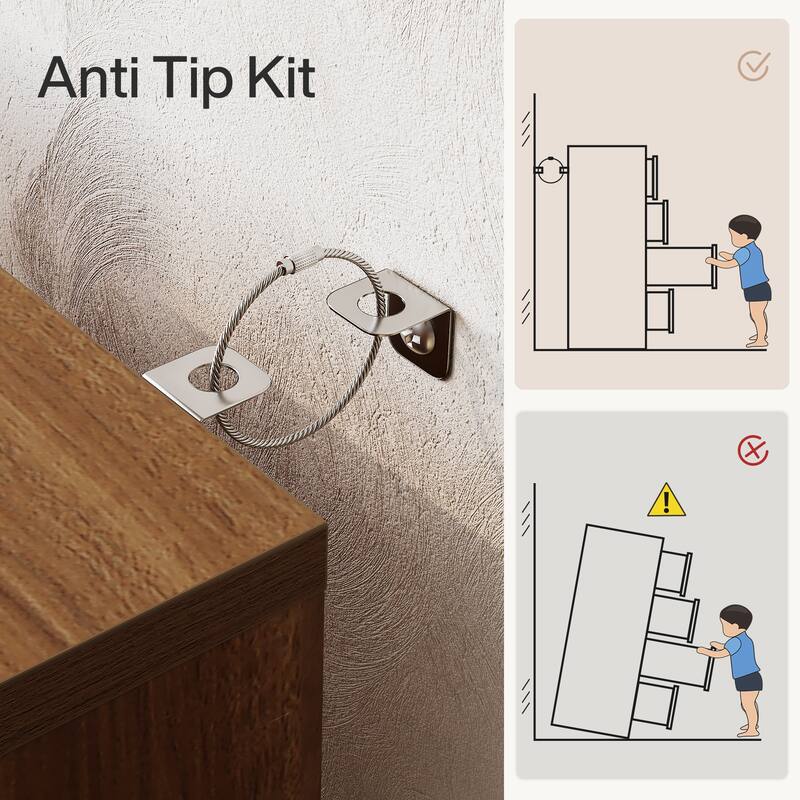 4-Drawer File Cabinet with Lock and Key, Vertical Wooden Filling Cabinet for A4/Letter/Legal Size Files