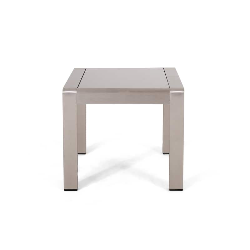 Cape Coral Outdoor 4 Seater Aluminum Chat Set with Side Table by Christopher Knight Home