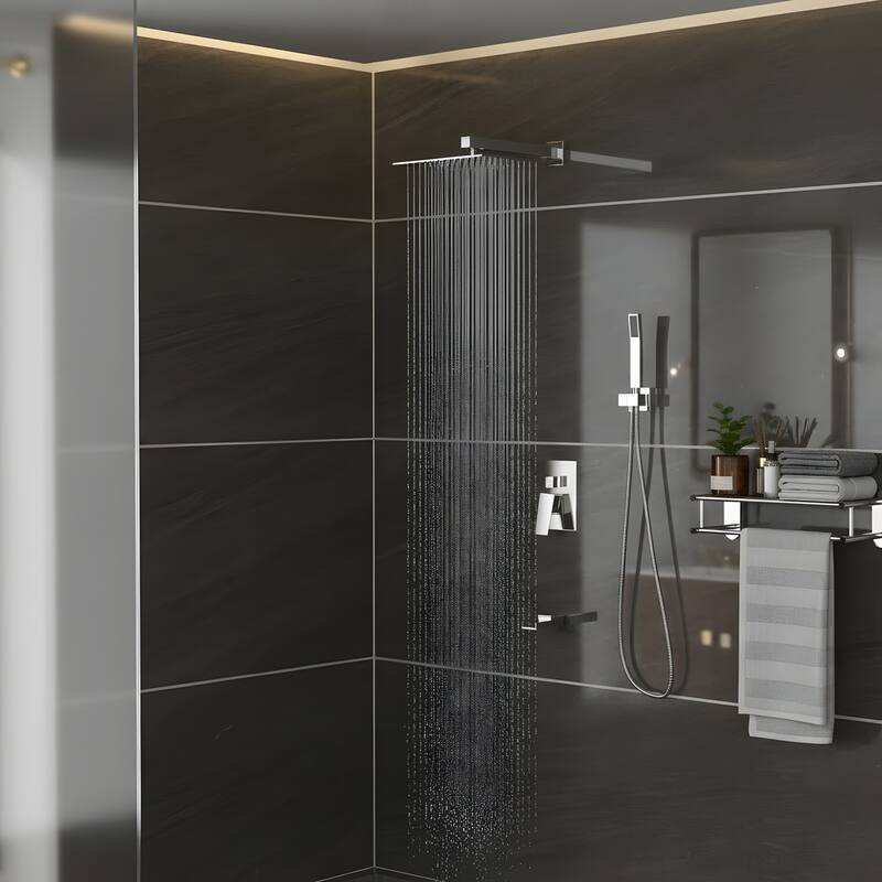 Minimalist Wall Mounted Dual Shower Head Shower Set