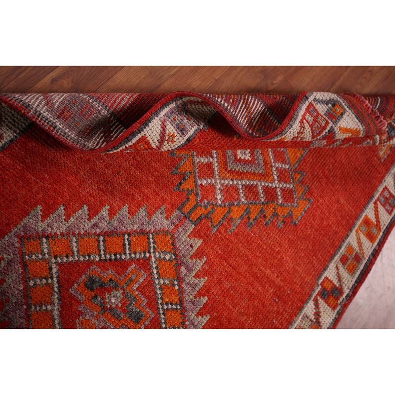 Oushak Turkish Vintage Runner Rug Hand-Knotted Tribal Wool Carpet - 3'4"x 11'10"